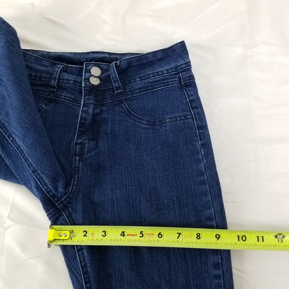 Rue 21 Jeans Juniors Size 1 Mid Rise Double Button Jegging Dark Wash Blue Denim - Picture 6 of 15